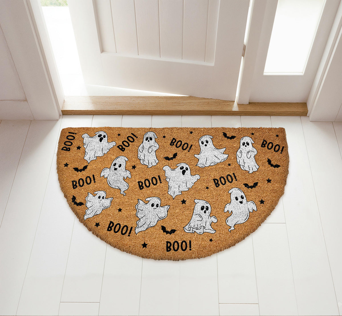 Ghost Doormat, Boo Welcome Mat, Halloween Home Entrance Mat, Spooky Bats Door Mat