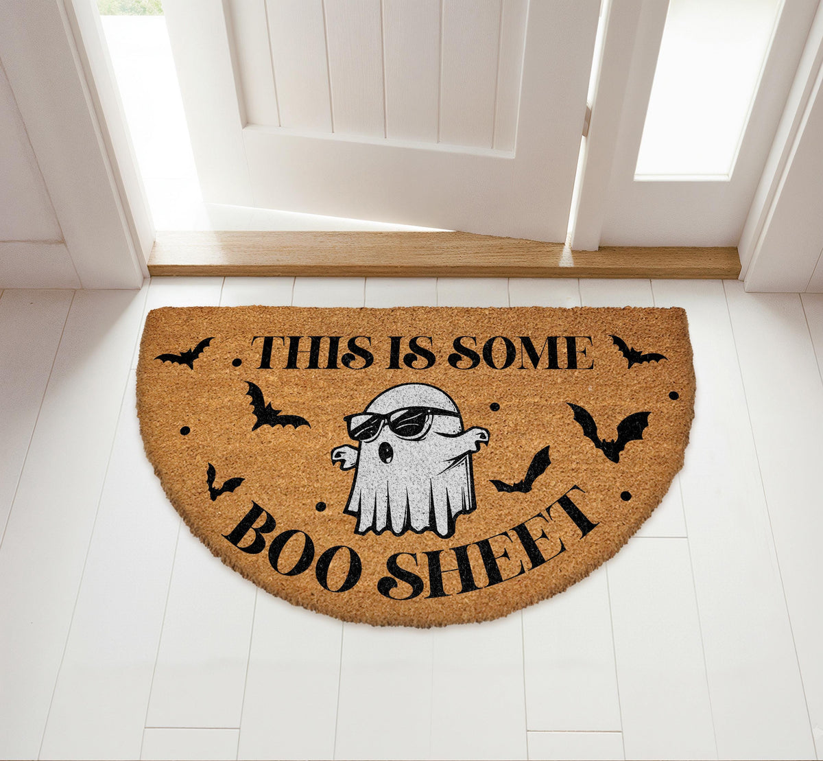 This Is Some Boo Sheet Doormat, Funny Ghost Halloween Welcome Mat, Spooky Home Entrance Decor