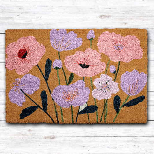 Poppy Flower Doormat, Floral Summer Home Decor, Garden Lover Welcome Mat