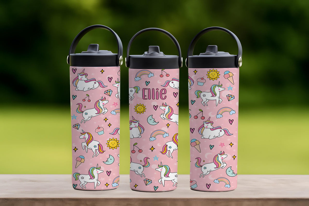 Personalized Vibrant Color Pink Tumbler With Foldable Straw
