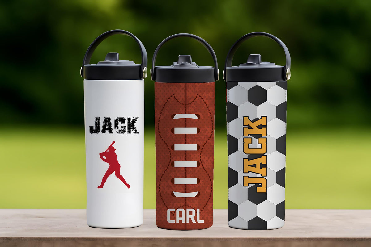 Personalized Sport Theme Kids Tumbler With Foldable Straw, Team Player Training Water Bottle