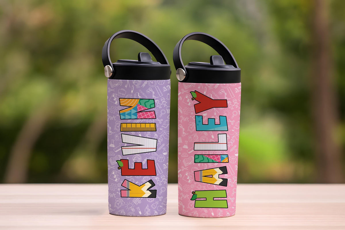 Personalized Back to School Student Tumbler With Foldable Straw