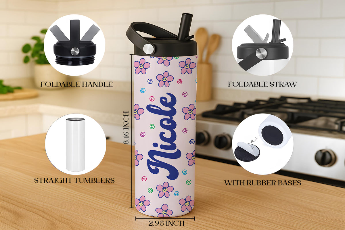 Custom Name Colorful Doodle Design Insulated Tumbler