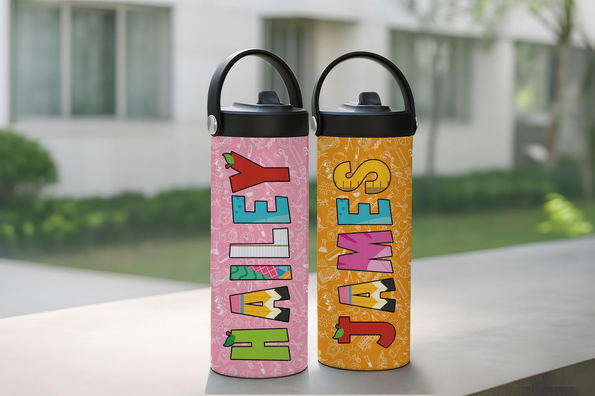 Personalized Back to School Student Tumbler With Foldable Straw