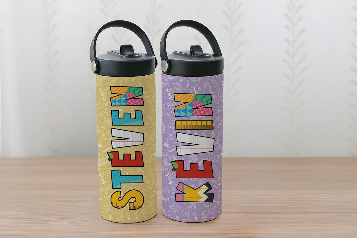 Personalized Back to School Student Tumbler With Foldable Straw