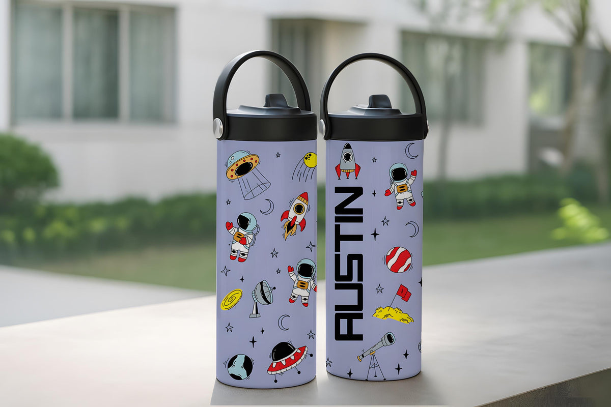Customizable Colorful Patterns Kids Tumbler With Foldable Straw