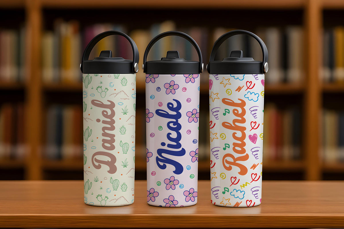 Custom Name Colorful Doodle Design Insulated Tumbler