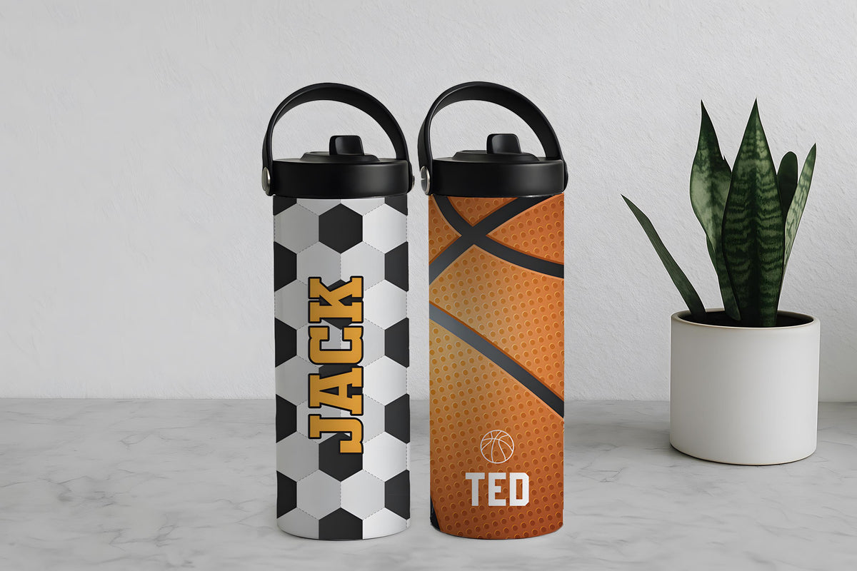Personalized Sport Theme Kids Tumbler With Foldable Straw, Team Player Training Water Bottle