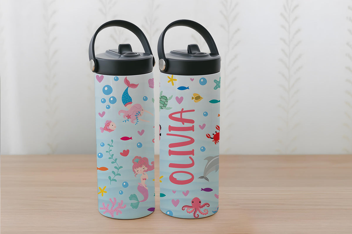 Customizable Colorful Patterns Kids Tumbler With Foldable Straw