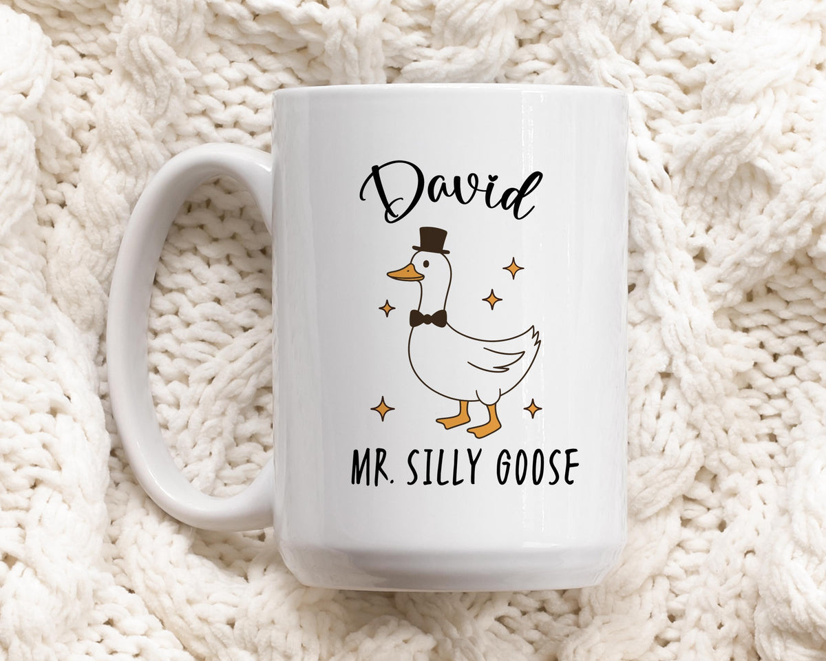 Customizable Mr And Mrs Silly Goose Design Coffee Mug, Bride And Groom Matching Ceramic Cup