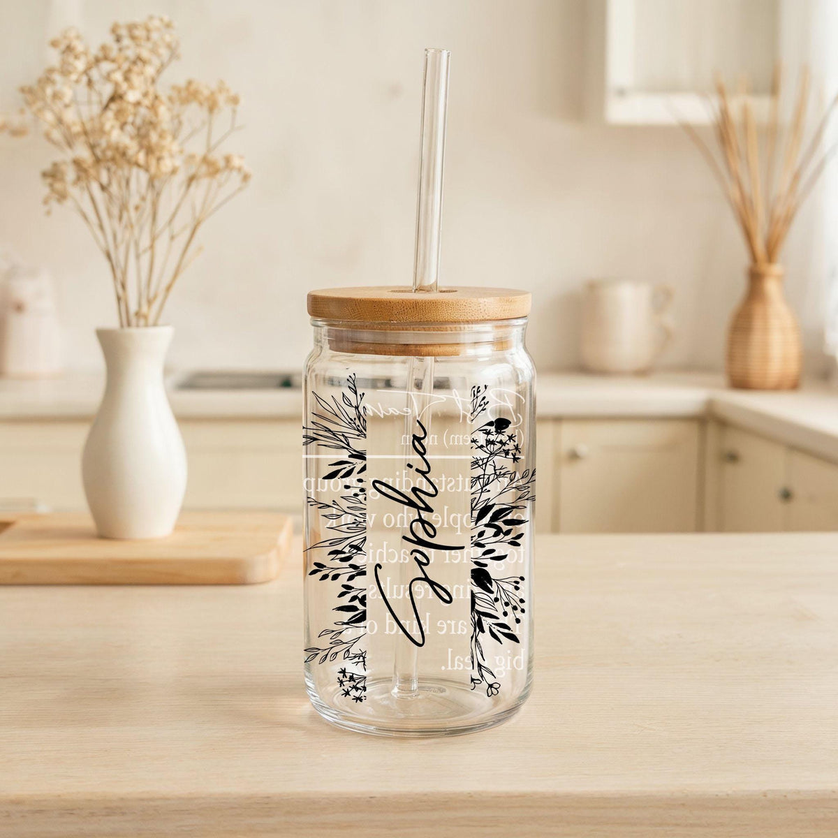 Personalized Best Team Can Glass Tumbler, Friend Group Matching Glass Cup
