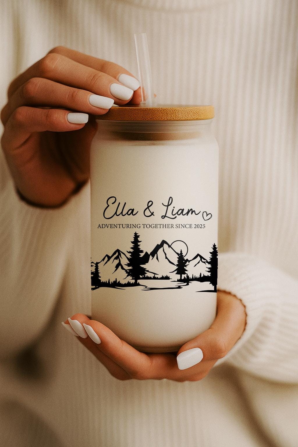 Customizable Adventuring Together Since Can Glass Tumbler