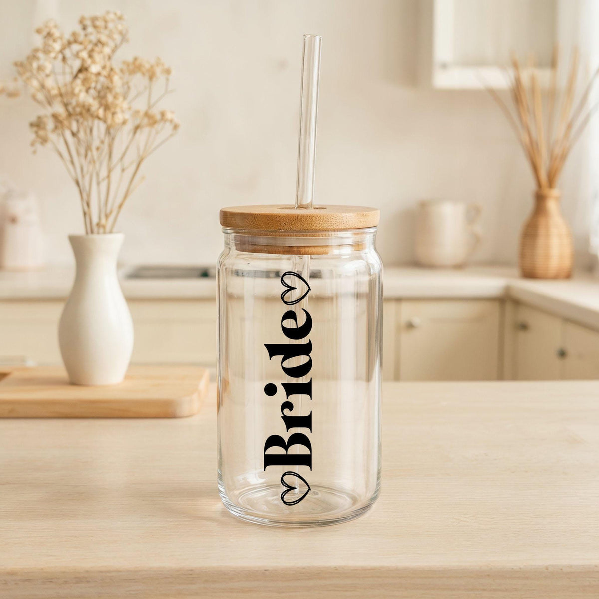 Wifey & Hubby Married Couple Glass Can Mug, Newly Wed Glass Tumbler, Matching Wife Husband Gift