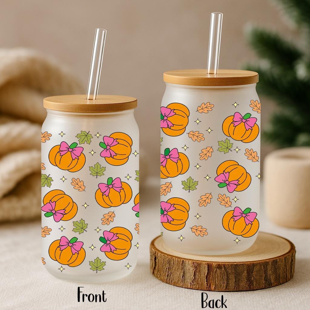 Aesthetic Pumpkins With Coquette Can Glass Tumbler