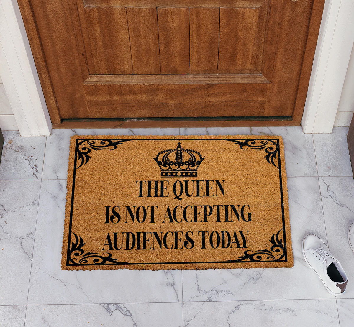The Queen Is Not Accepting Audiences Today Doormat, Go Away Door Mat