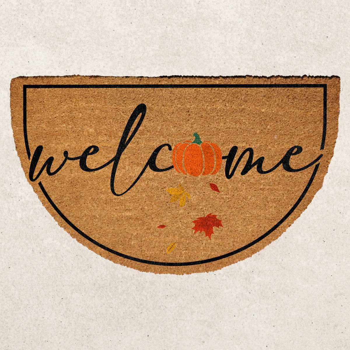 Pumpkin Welcome Doormat, Autumn Leaves Home Entrance Decor, Thanksgiving Front Porch Coir Rug