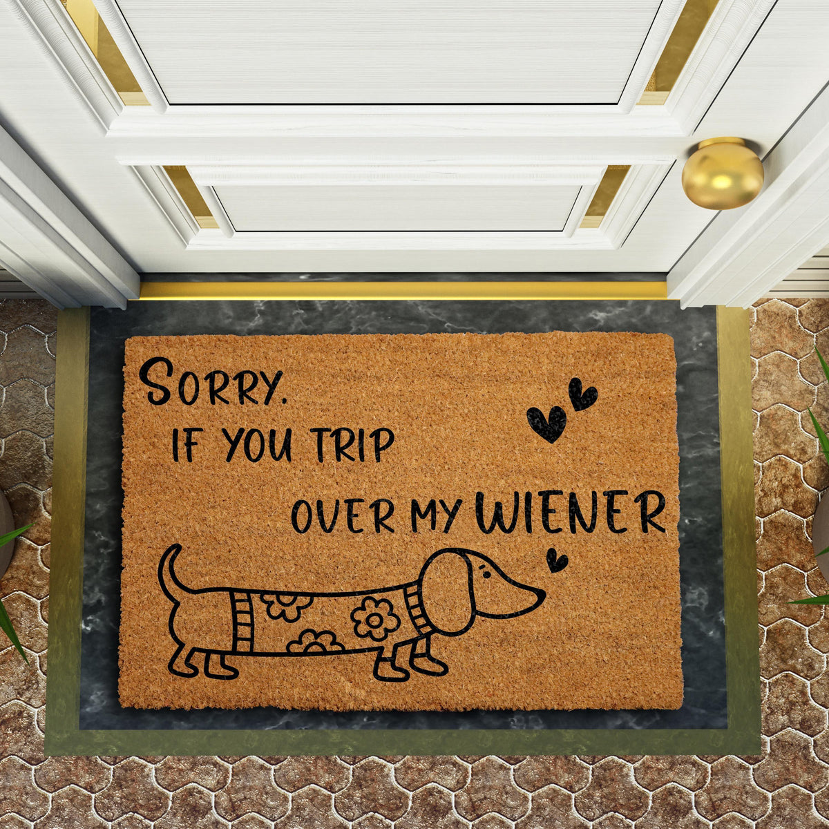 Sorry If You Trip Over My Wiener Doormat, Dachshund Welcome Mat, Dog Lovers Home Entrance Decor