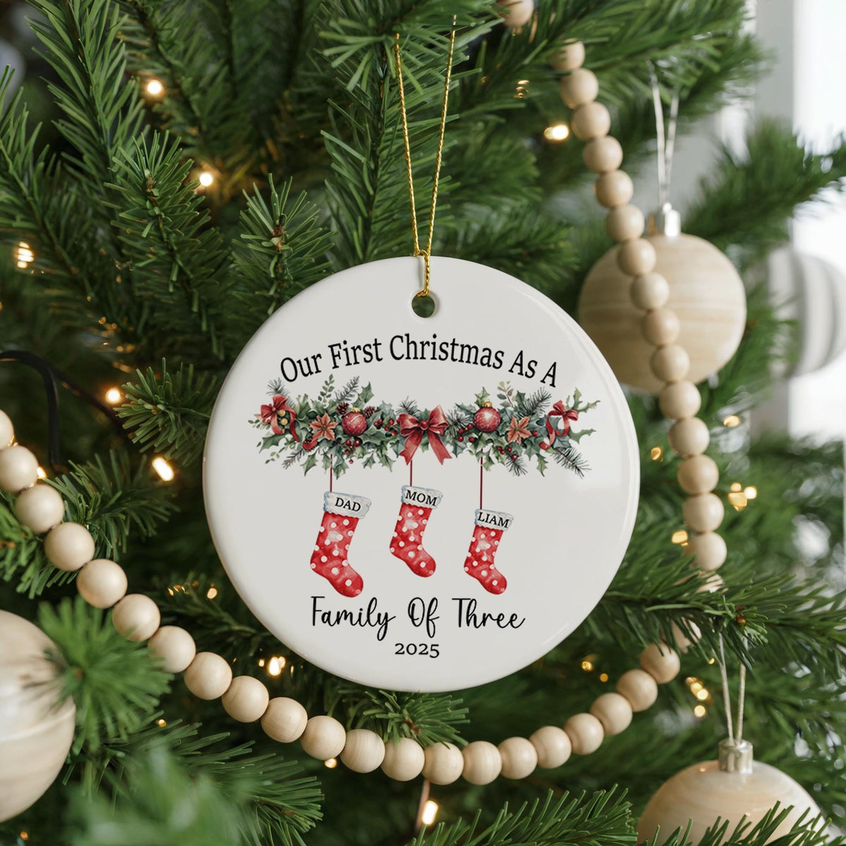 Personalized Family Christmas Ornament, First Christmas Keepsake