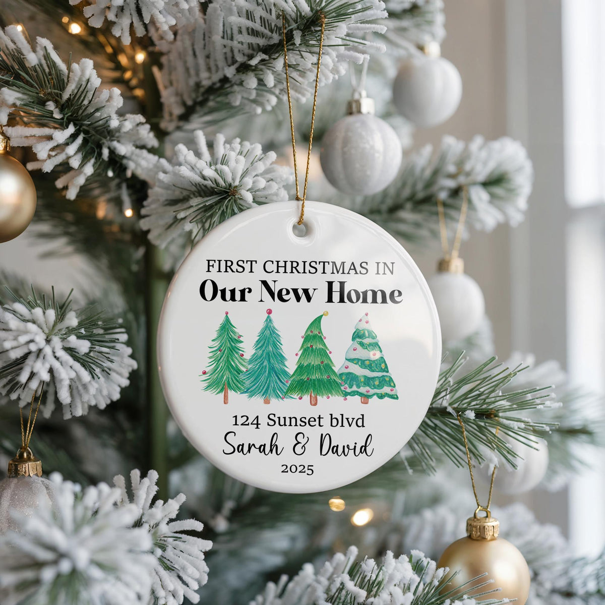 First Christmas In Our New Home Ornament, Personalized Ceramic Keepsake