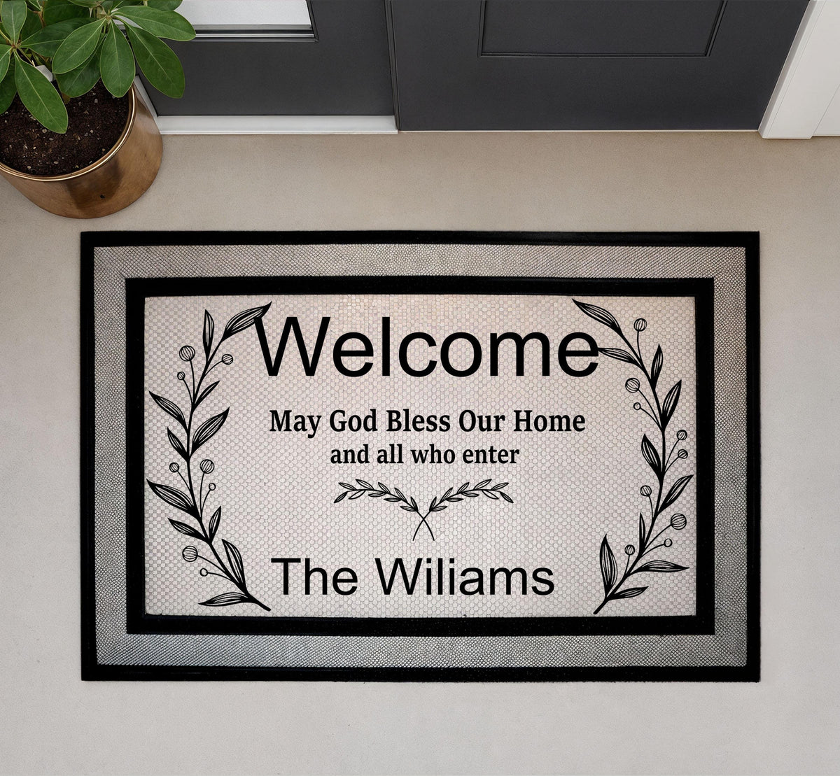 May God Bless Our Home Doormat, Custom Family Name Welcome Mat