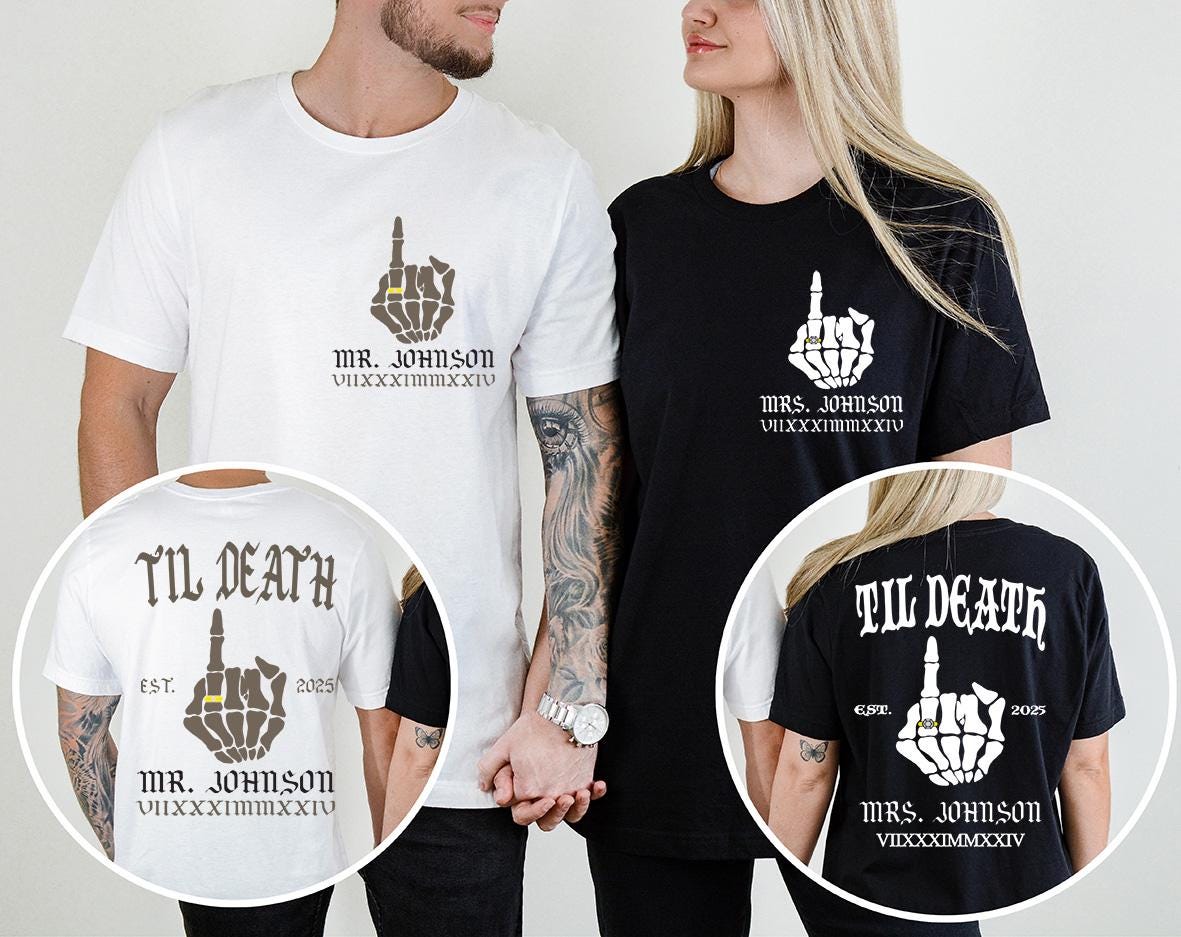 Mr. and Mrs. T-Shirt,Custom Bride Groom Shirt, Matching Husband and Wife Tee, Till Death T-Shirt, Newlywed Gift Shirt, Funny Wedding Tee