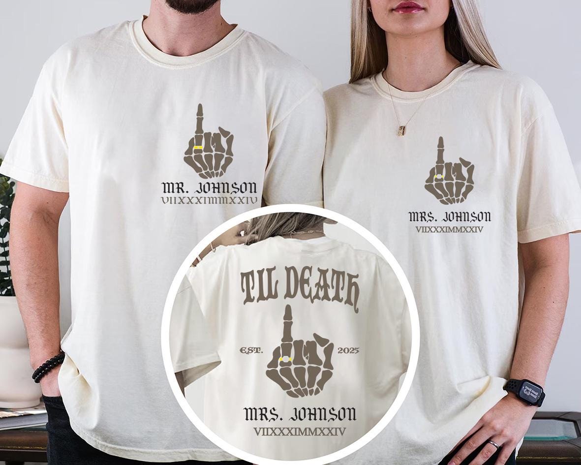 Mr. and Mrs. T-Shirt,Custom Bride Groom Shirt, Matching Husband and Wife Tee, Till Death T-Shirt, Newlywed Gift Shirt, Funny Wedding Tee
