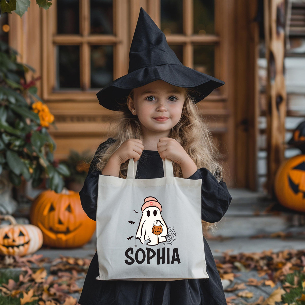 Custom Halloween Kids Tote Bag, Trick or Treat Tote Bag, Kids Halloween Tote, Ghost Halloween Tote Bag, Spooky Season Gift