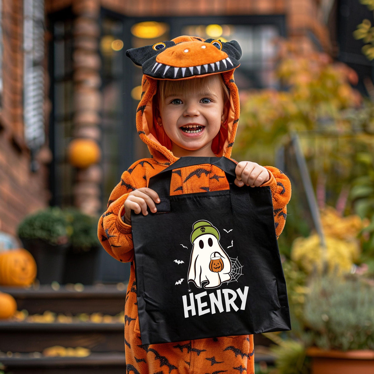 Custom Halloween Kids Tote Bag, Trick or Treat Tote Bag, Kids Halloween Tote, Ghost Halloween Tote Bag, Spooky Season Gift