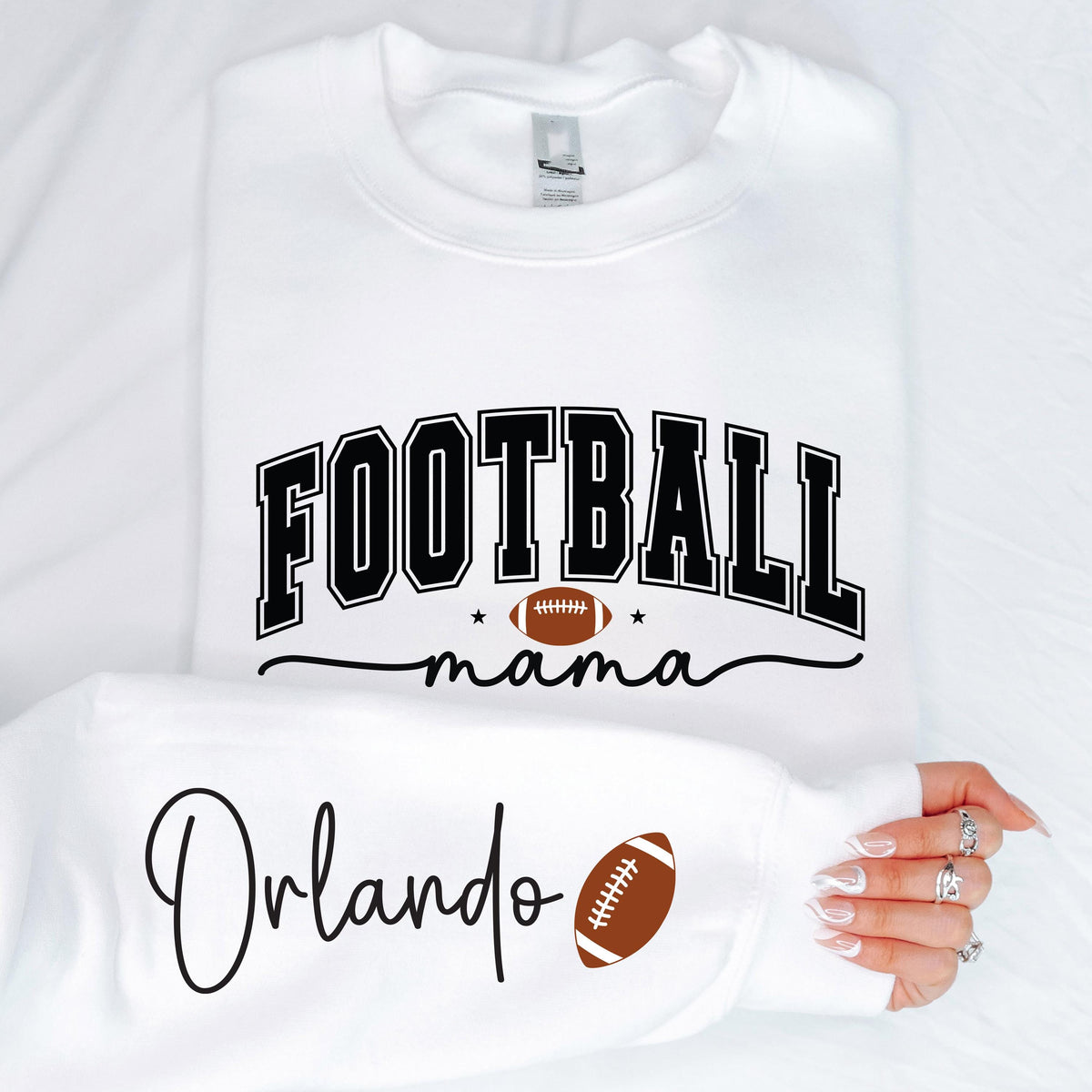 Personalized Football Mama Sweatshirt, Kids Name Mom Sports Tee, Football Season Mama Hoodie, Football Fan Mom Crewneck