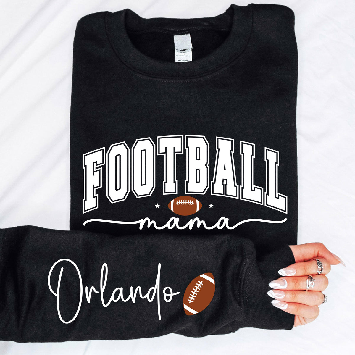 Personalized Football Mama Sweatshirt, Kids Name Mom Sports Tee, Football Season Mama Hoodie, Football Fan Mom Crewneck