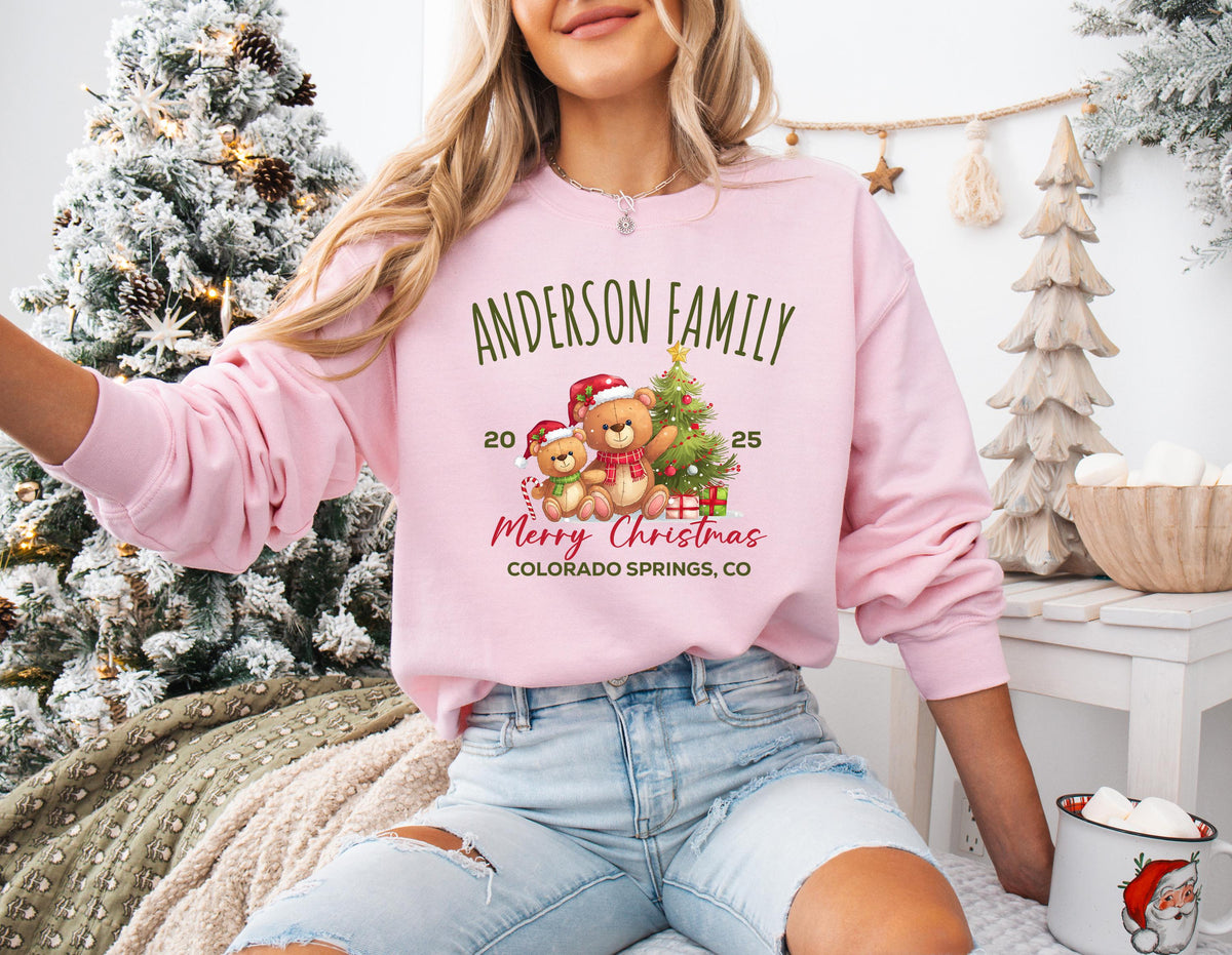 Family Christmas Shirt, Custom Family XMAS T-shirt, Merry Christmas Family Trip Tee, Santa Bear Hoodie, Christmas Tree Family Sweatshirt
