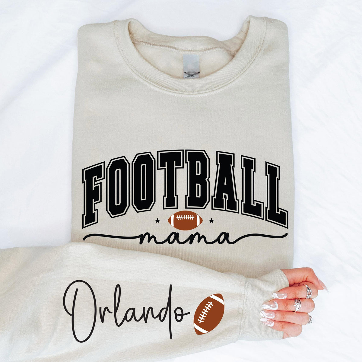 Personalized Football Mama Sweatshirt, Kids Name Mom Sports Tee, Football Season Mama Hoodie, Football Fan Mom Crewneck