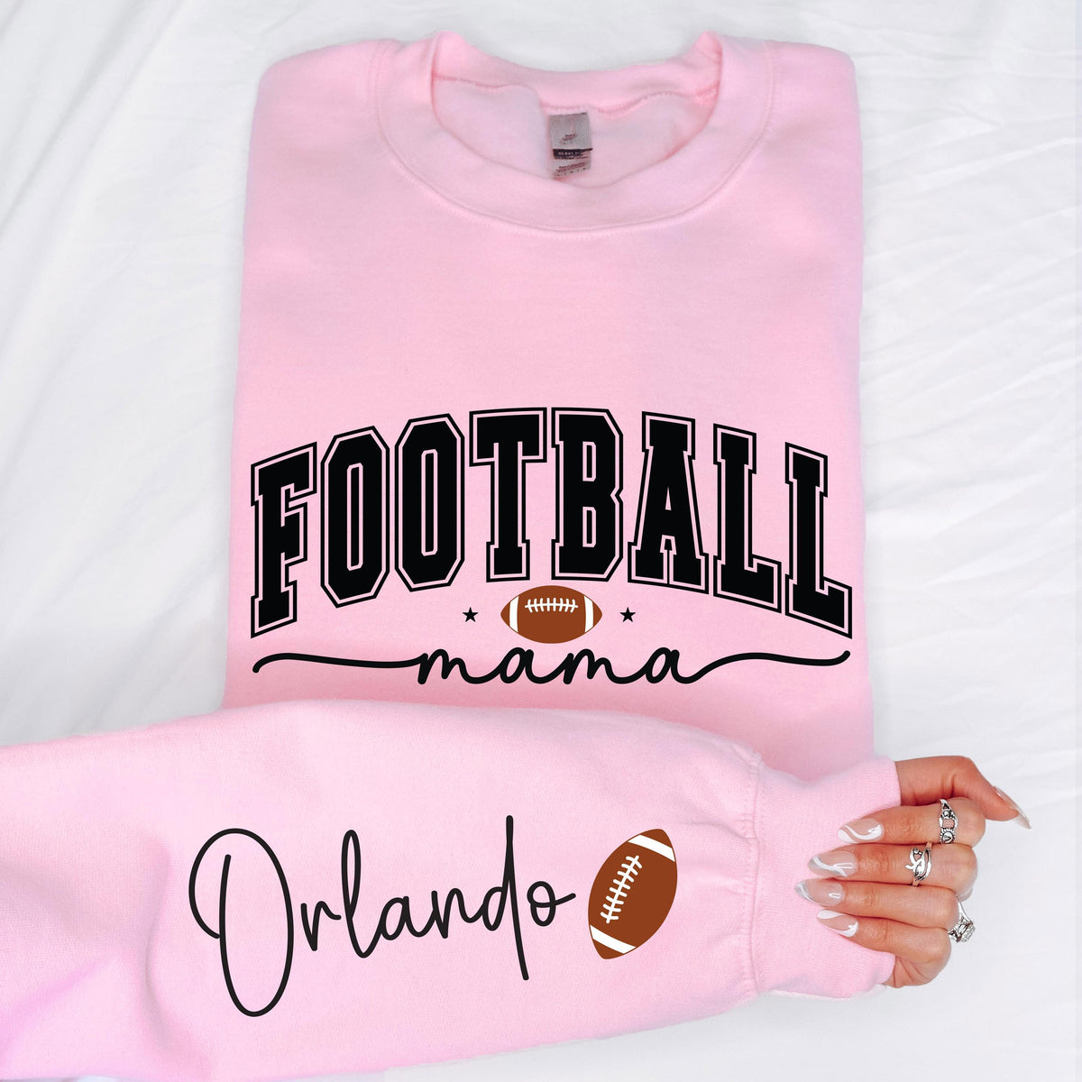 Personalized Football Mama Sweatshirt, Kids Name Mom Sports Tee, Football Season Mama Hoodie, Football Fan Mom Crewneck