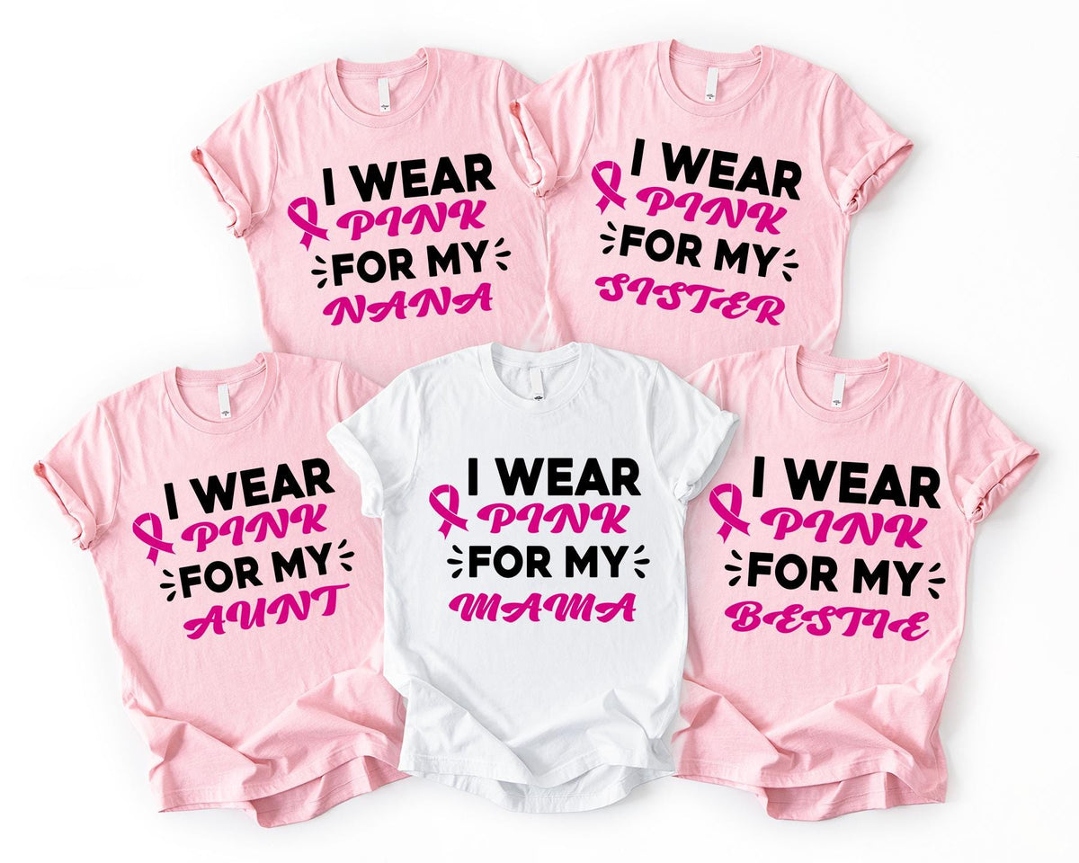Breast Cancer Awareness Shirt, I Wear Pink Tee, Cancer Month T-Shirt, Breast Cancer Fight Gift, Cancer Support Sweatshirt