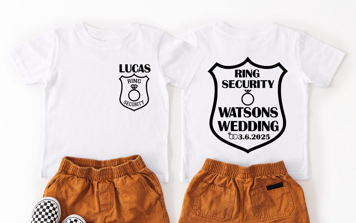 Custom Ring Security T-shirt, Toddler Wedding Tee, JR Groomsmen Sweatshirt, Personalized Kids Ring Bearer Gift, Wedding Ring Shirts