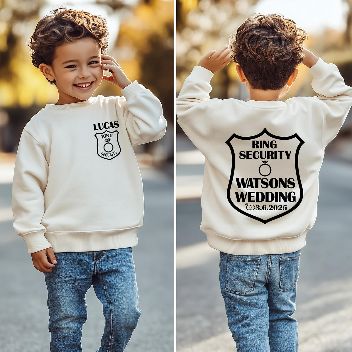 Custom Ring Security T-shirt, Toddler Wedding Tee, JR Groomsmen Sweatshirt, Personalized Kids Ring Bearer Gift, Wedding Ring Shirts