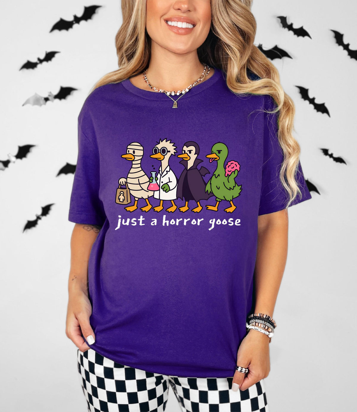 Halloween Goose Shirt, Just A Horror Goose T-Shirt, Goose in Halloween Sweatshirt, Spooky Goose Tee