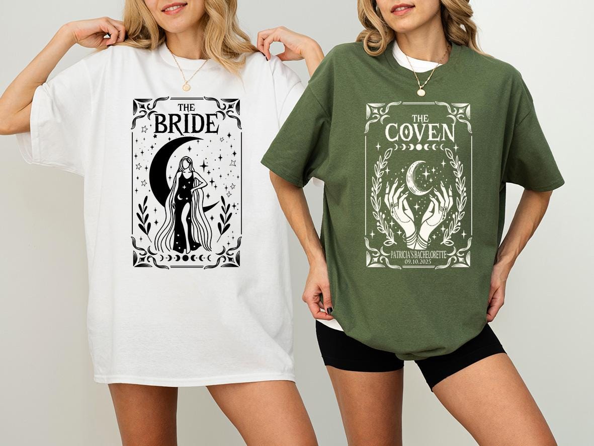 Witchy Bride and Coven Shirts, Halloween Bachelorette Party Tee, Witchy Bachelorette Hoodie, Gothic Wedding Tee, Bride Team Witch Sweat