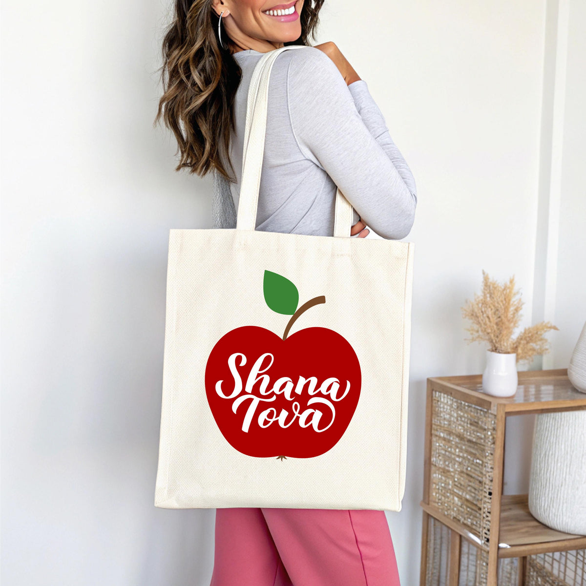 Shana Tova Tote Bag, Happy Hanukkah Tote Bag, Rosh Hashanah Jewish Reusable Bag Gift, Jewish Holiday Bag