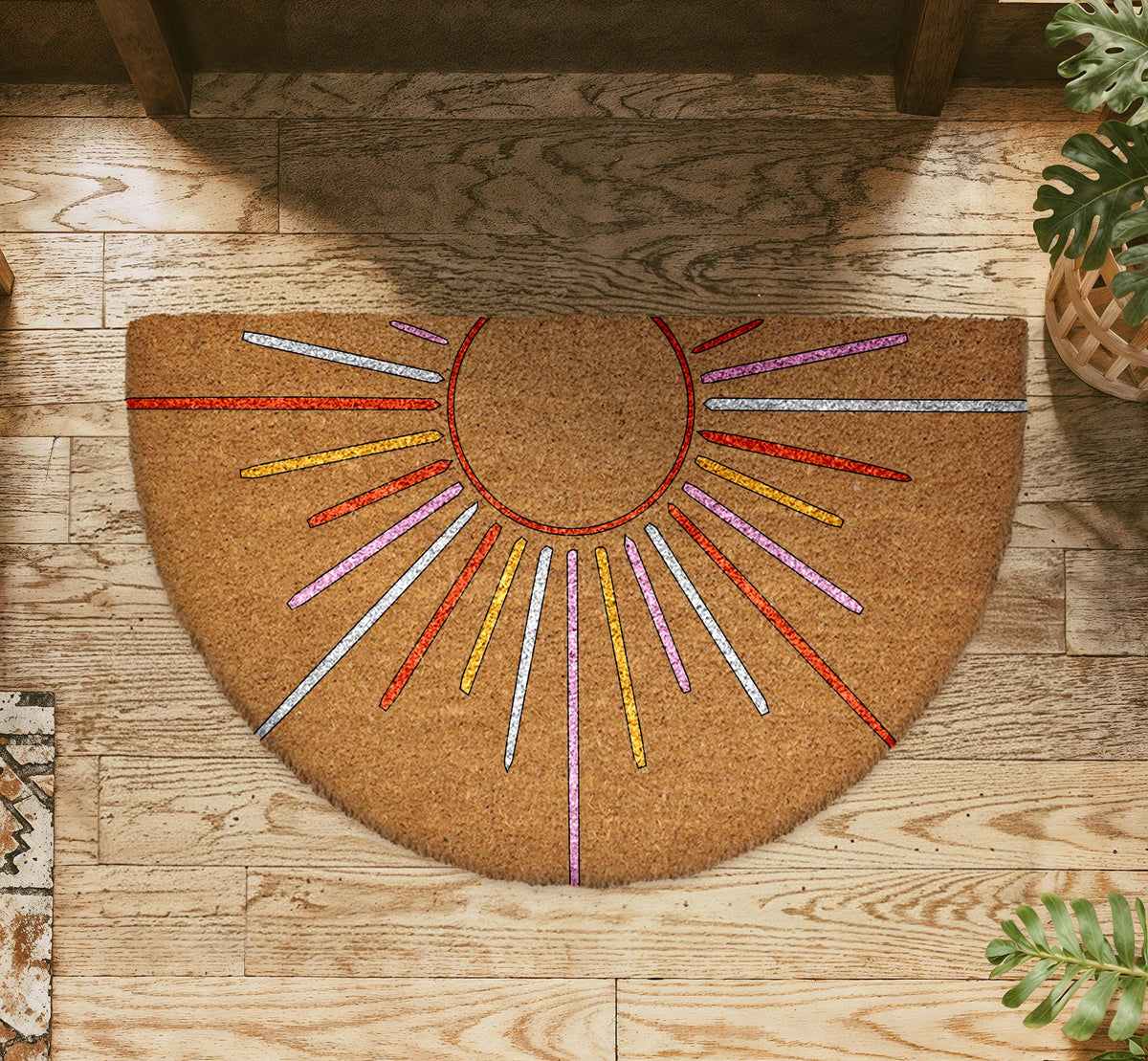 Sunshine Doormat, Sunburst Welcome Mat, Rise and Shine Home Entrance Rug
