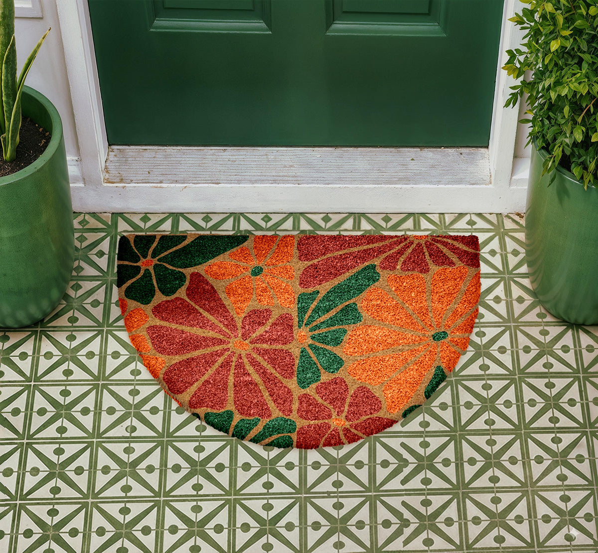 Bohemian Floral Welcome Mat, Vibrant Flower Doormat, Artistic Home Decor