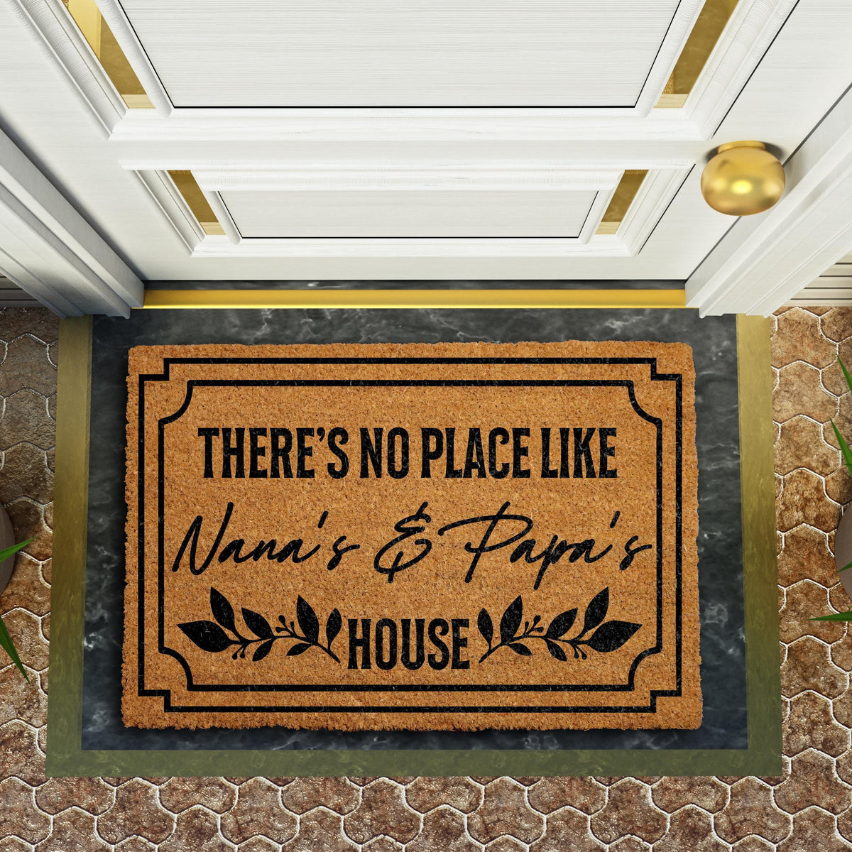 There Is No Place Like Nana & Papa's House Doormat, Custom Grandparents Welcome Mat