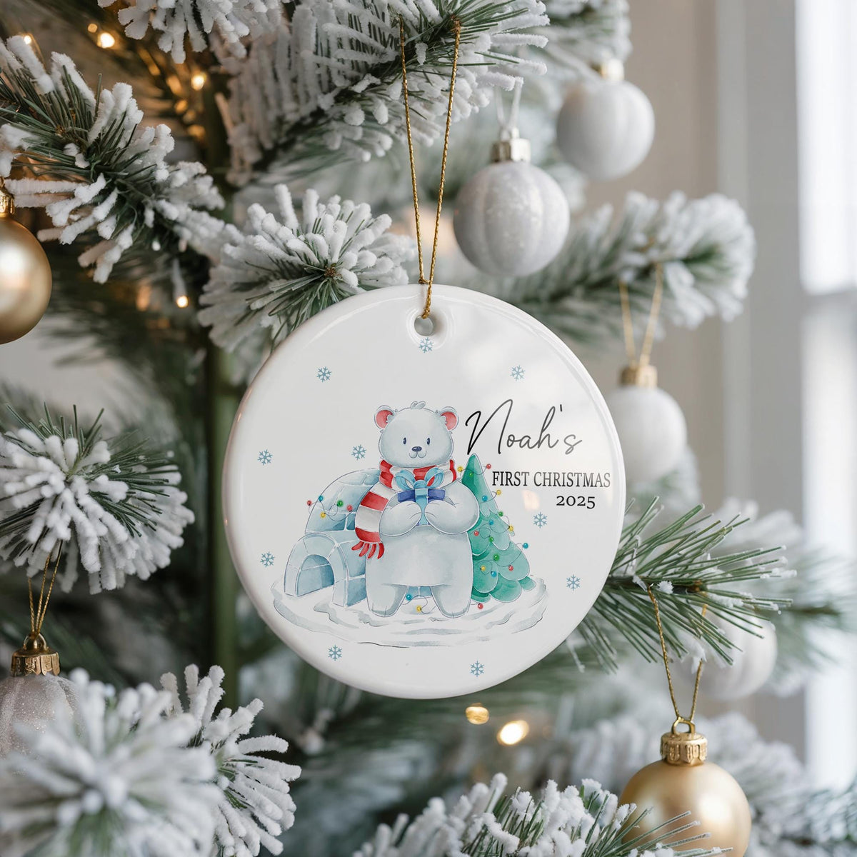 Personalized Baby's First Christmas Ceramic Ornament, Animal Keepsake