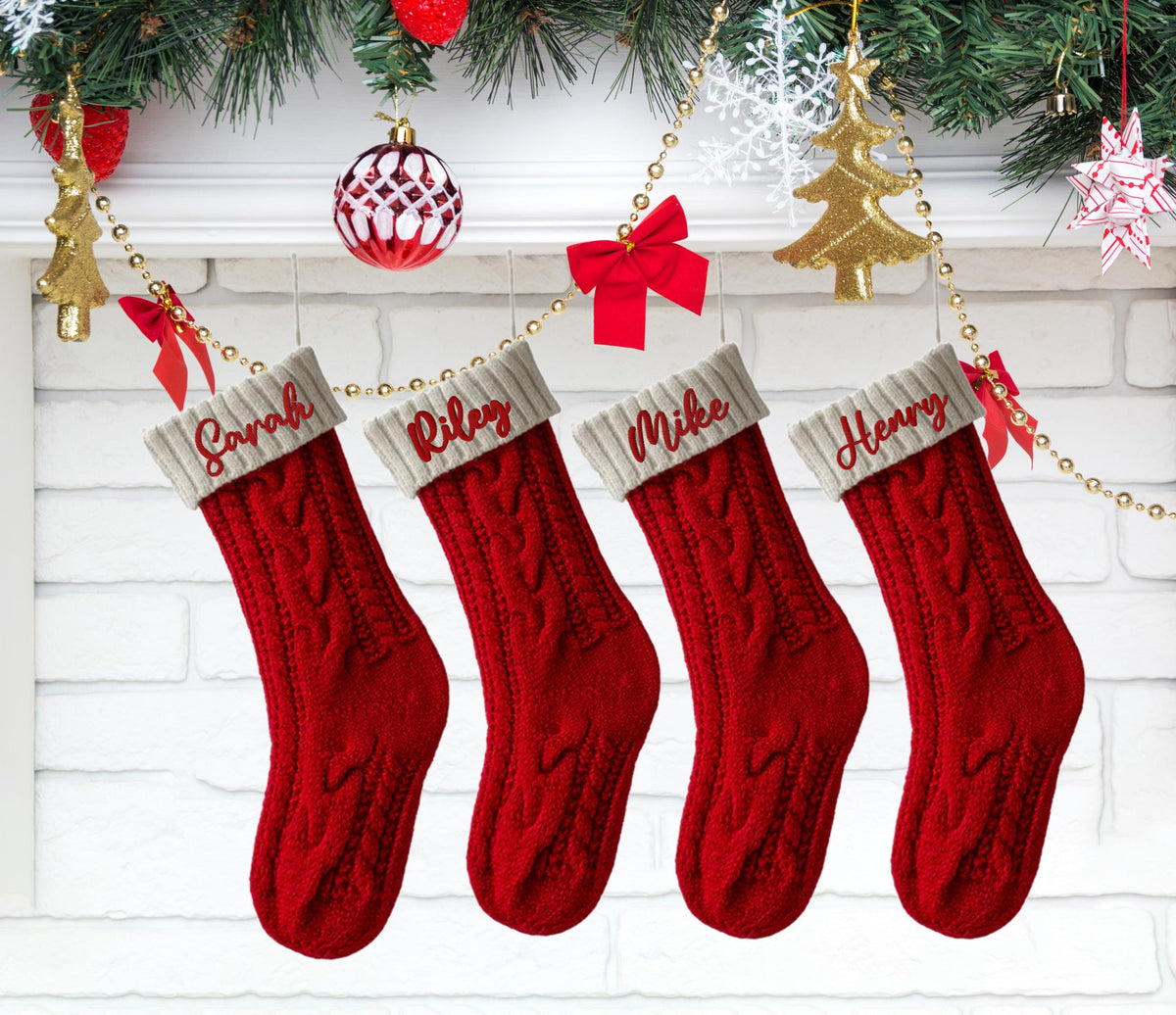 Personalized Christmas Stockings, Fireplace Decor, Custom Xmas Knitted Stocking, Holiday Gift, Christmas Family Gifts, Stocking with Name