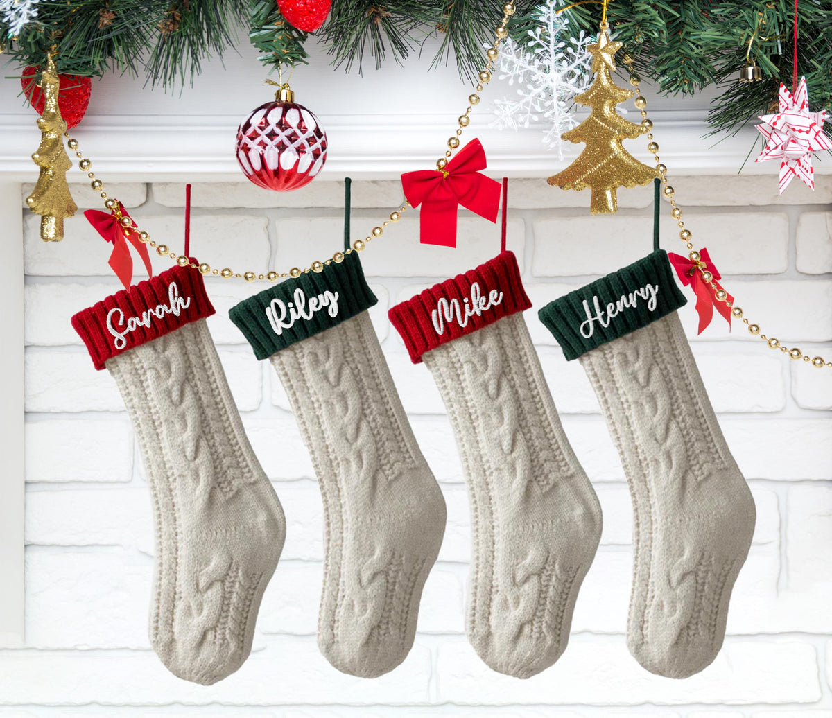 Personalized Christmas Stockings, Fireplace Decor, Custom Xmas Knitted Stocking, Holiday Gift, Christmas Family Gifts, Stocking with Name