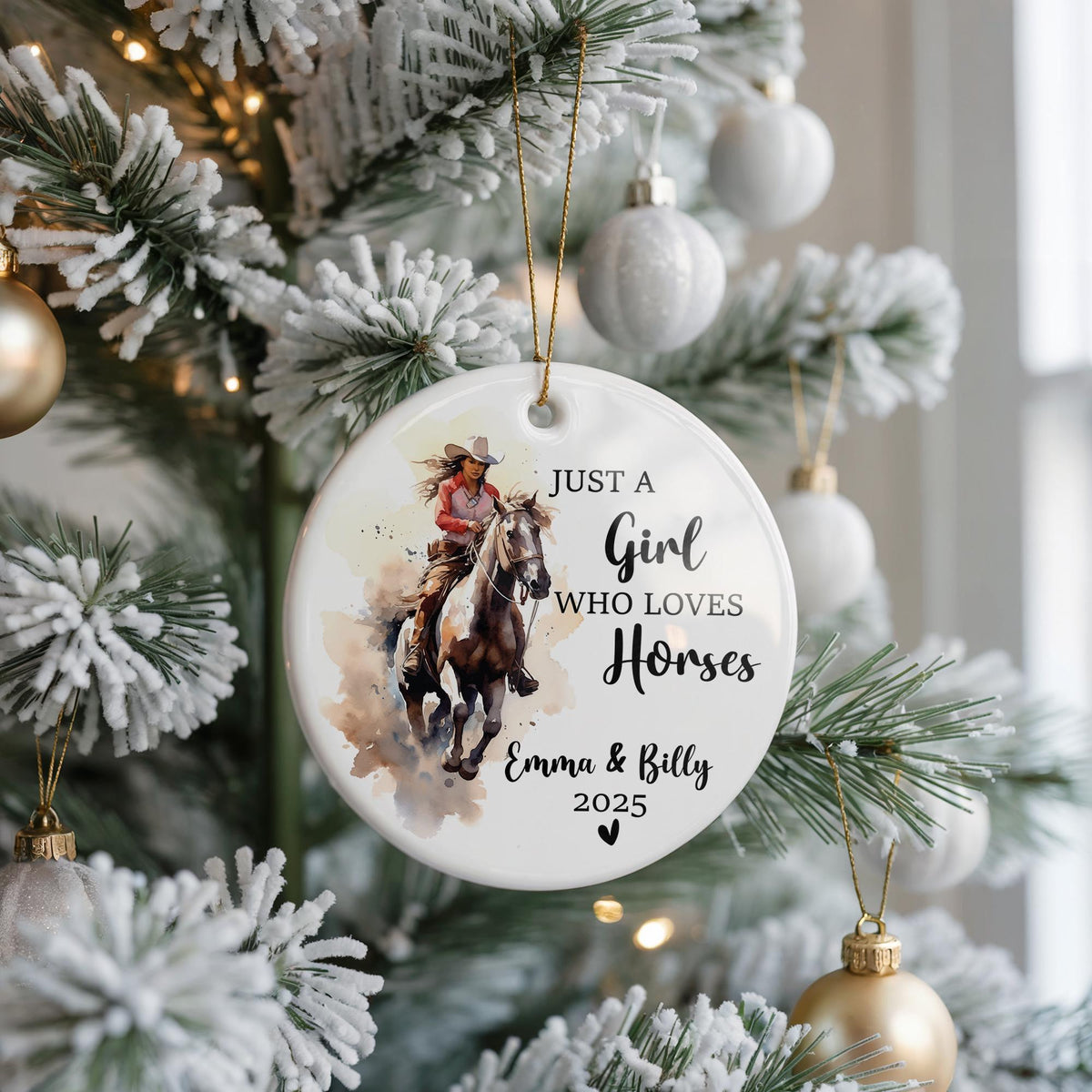 Personalized Horse Lover Ornament, Custom Ceramic Christmas Keepsake
