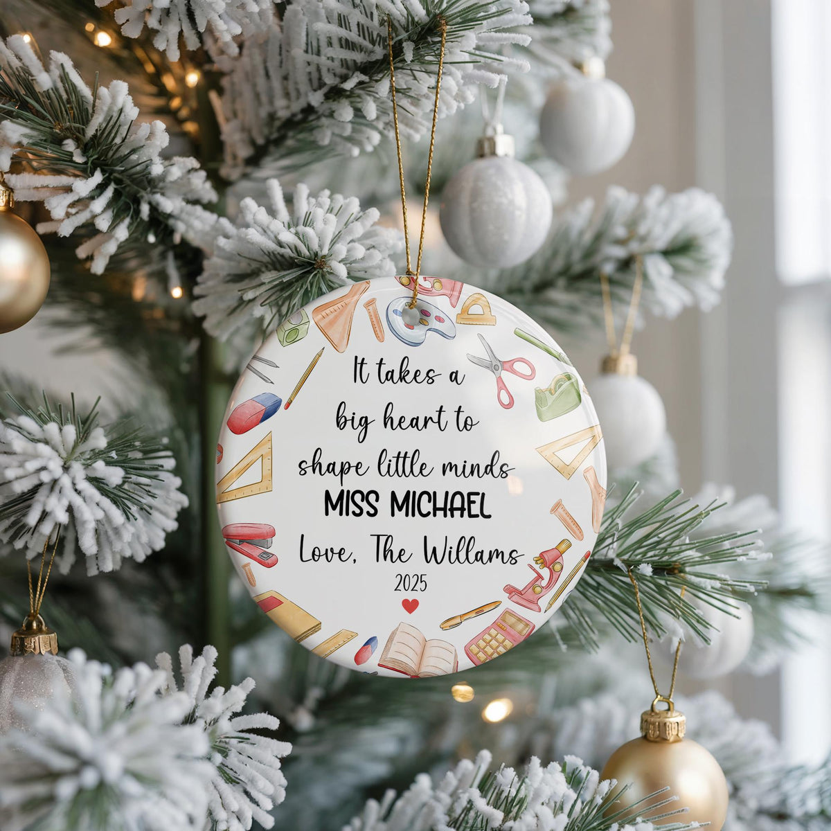 Personalized Teacher Ornament, Custom Keepsake Gift