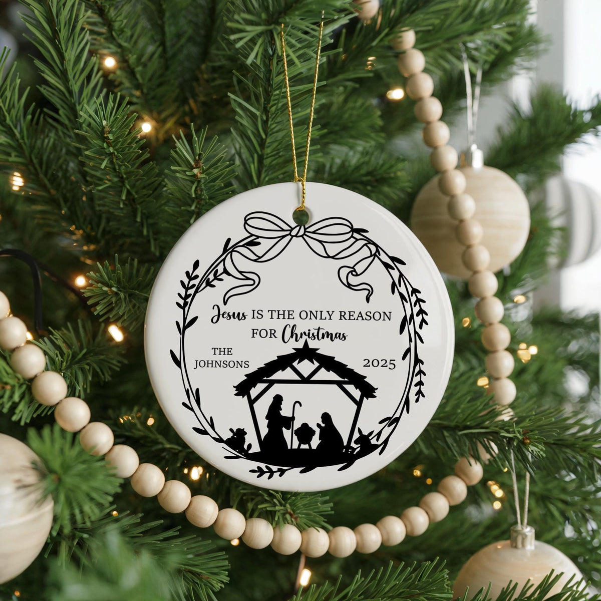Personalized Nativity Ornament, Custom Family Keepsake, Religious Christmas Gift