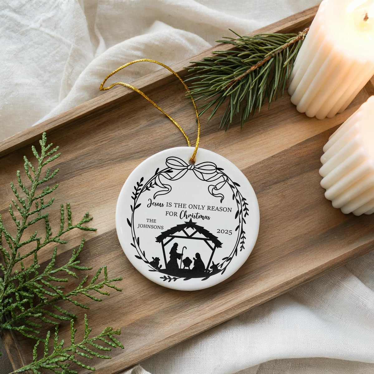 Personalized Nativity Ornament, Custom Family Keepsake, Religious Christmas Gift