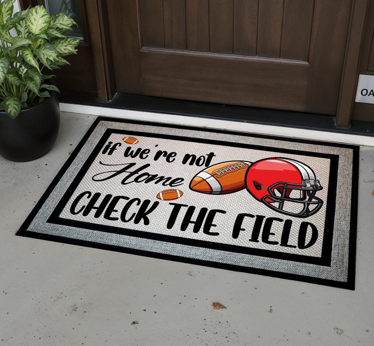 If We're Not Home Check The Field Doormat, Football Welcome Mat, Sports Fan Door mat